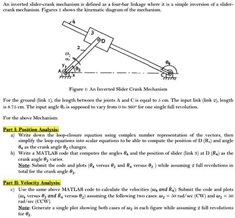 solved  inverted slider crank mechanism  defined    bar
