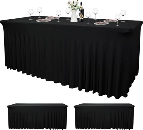 Amazon 2 Pack Thick Black 4FT Spandex Fitted Table Skirt Stretch