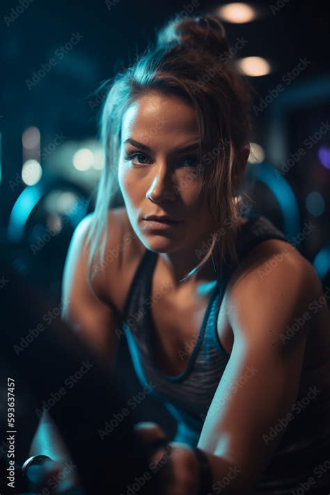 Sexy Fitness Blonde Woman Doing Exercises In The Sport Gym Health And