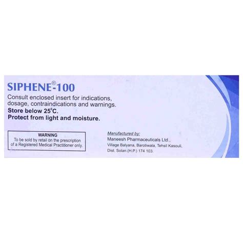 Siphene 100 Mg Clomiphene Citrate Tablets At Rs 68 40 Strip Sumul