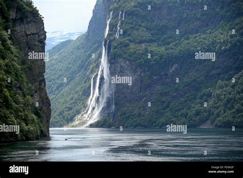 Norway, Geiranger Fjord, cascading waterfalls Stock Photo - Alamy