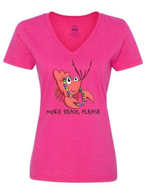 Inktastic More Beads Please Cute Mardi Gras Crawfish Women S V Neck T