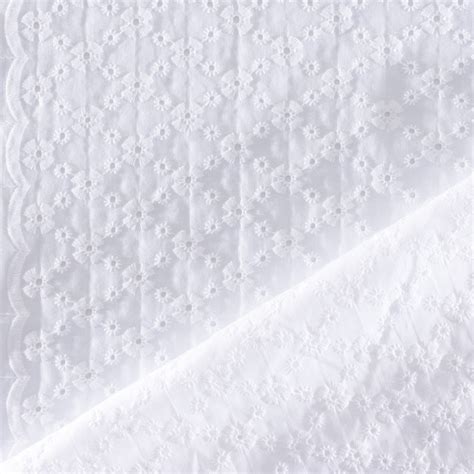 Tissu coton broderie anglaise 3B Blanc 130 cm par 50 cm à la