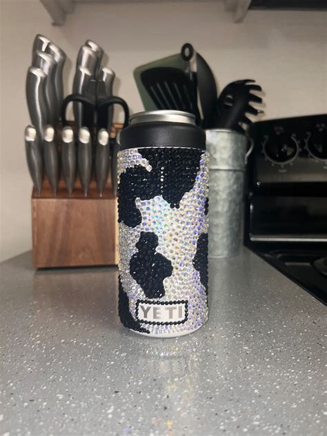 Yeti Cow Koozie Black And White Cow Print Tall Can Koozie Skinny Can