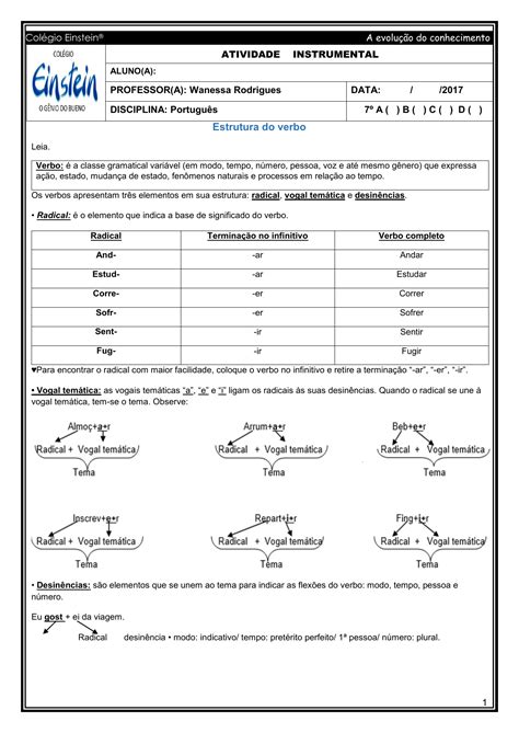 Atividade De Verbo 7 Ano