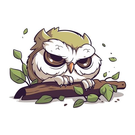 Premium Vector Cute Cartoon Owl Sitting On A Tree Branch Vector Illustration