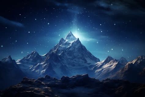 Snowy Mountain Range Night