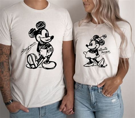 Mickey Sketch Shirt Minnie Sketch Tee Vintage Mickey Minnie Disney