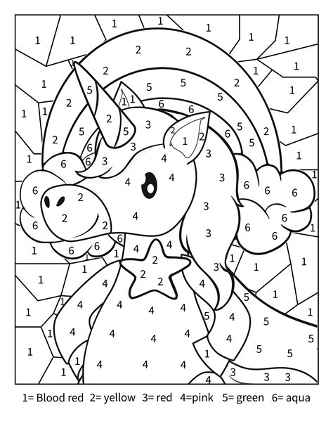 Printable: Unicorn Color by Number Activity Page for Toddlers, Kids ...