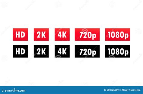 Video Quality Symbol Hd Full Hd 2k 4k 720p 1080p Signs Screen