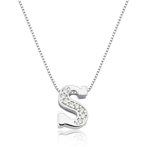 Pingente de Prata 925 Charms Letra S Zircônias PPPI00449