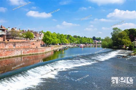 Chester Weir Crossing The River Dee At Chester Cheshire England