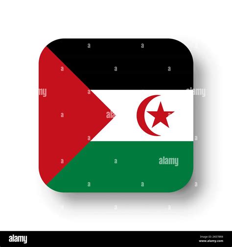 Sahrawi Arab Democratic Republic Flag Flat Vector Square With Rounded