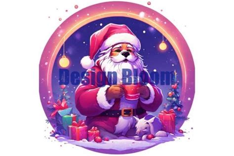 Santa Drinking Hot Cocoa Funny Clipart Graphic By Design BLOOM Creative Fabrica
