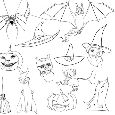 Free Halloween Line Drawings · Creative Fabrica