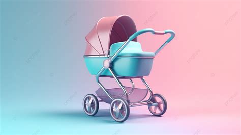 Contemporary Duotone Baby Carriage Stroller And Pram Mockup On Pink And