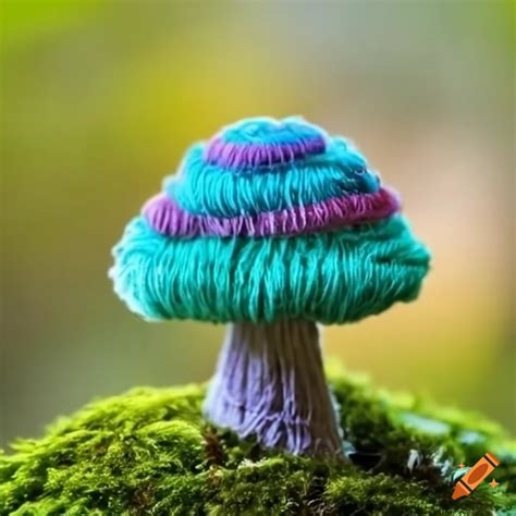 Colorful Floss Mushroom Growing On Moss On Craiyon