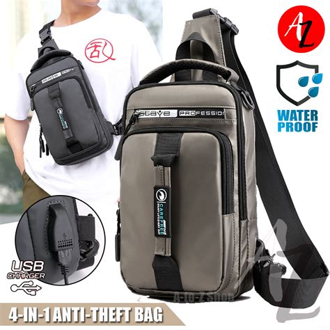 New In Men S Anti Theft Waterproof Sling Shoulder Bag With Usb Slot