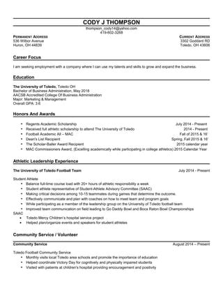 Cody J Thompson RESUME PDF