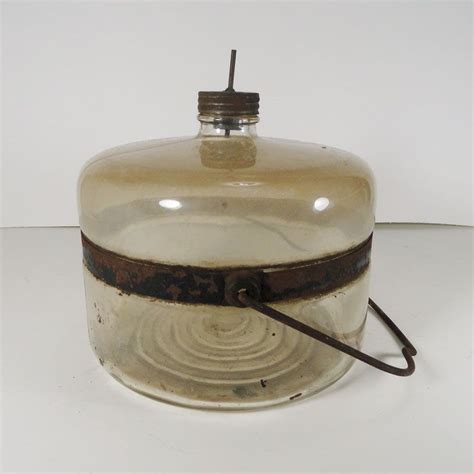 Vintage Kerosene Fuel Jar With Push Stem Lid And Metal Handle Jar Kerosene Glass Jars