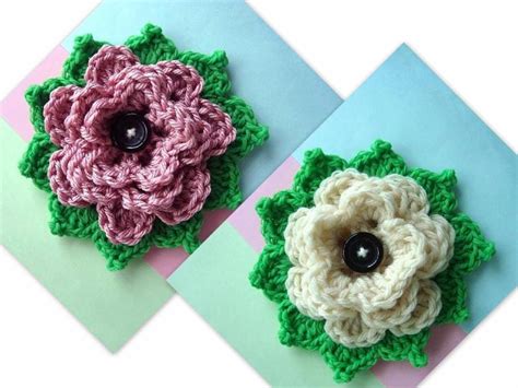 Crochet Rose Applique CROCHET PATTERN Supplies for - Etsy