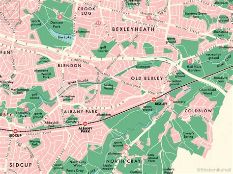 Bexley London Borough Retro Map Giclee Print Mike Hall Maps