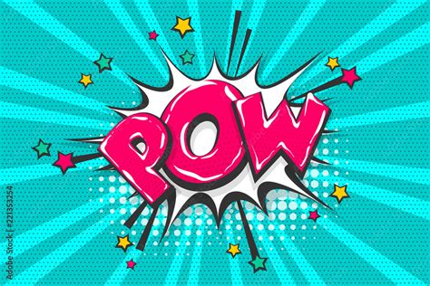 Pow pop art comic book text speech bubble Stock Vector | Adobe Stock