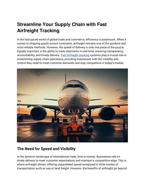 Ppt Streamline Your Supply Chain With Fast Airfreight Tracking