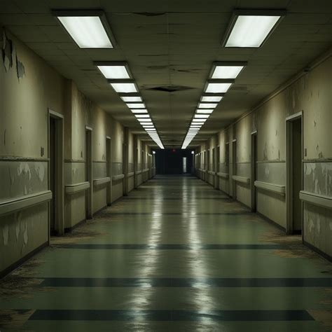 A Dimly Lit Abandoned Hospital Corridor Premium Ai Generated Image