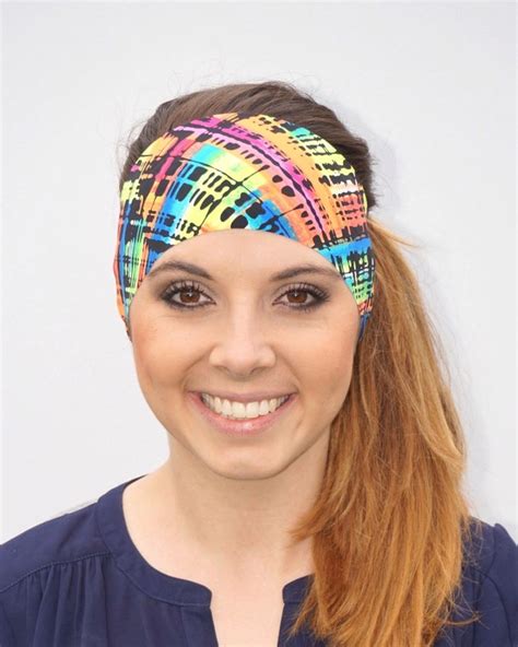 Neon Patched Fitness Headband Yoga Headband Workout Etsy