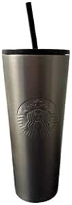 Nuevo Starbucks Core Plata Met Lico Y Negro Acero Inoxidable Vaso