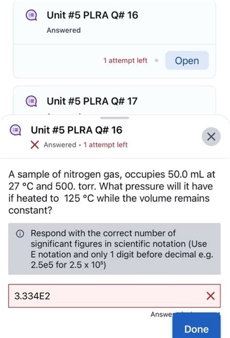 Solved A Sample Of Nitrogen Gas Occupies 50 0 ML At 27C Chegg