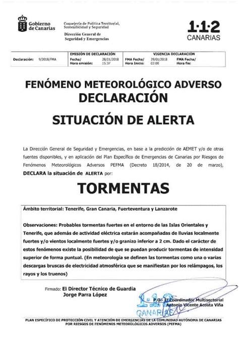 El Gobierno De Canarias Declara La Situaci N De Alerta Por Tormentas En