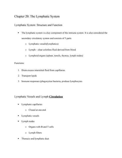 Chapter 20 The Lymphatic System Chapter 20 The Lymphatic System