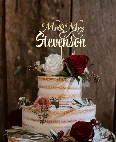 personalized wedding cake topper custom script cake topper  wedding