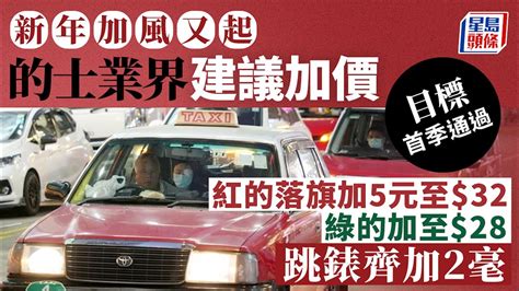 的士加價｜的士追落後謀加價 紅的落旗32元、綠的28元起錶 冀首季通過申請｜的士｜起標｜跳錶｜加價｜紅的｜綠的｜通脹｜周國強｜吳坤成｜星島頭條