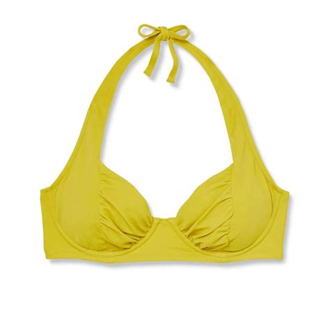 Shade Shore Women S Shirred Cup Halter Bikini Top Chartreuse Size D