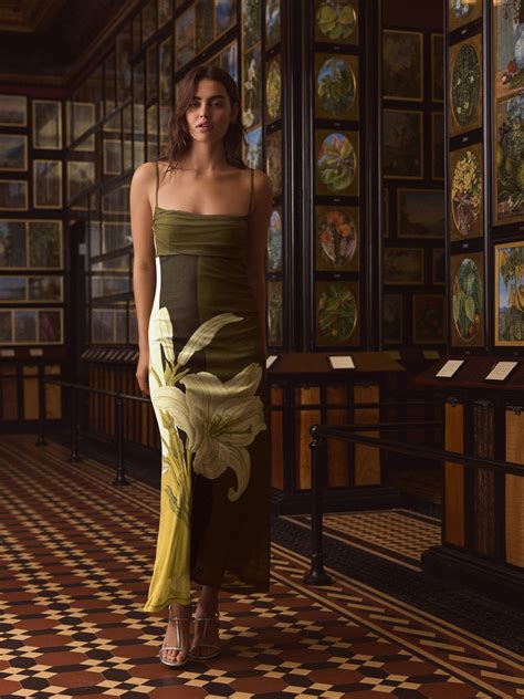 Buy Green Abstract Floral Kew Collection Mesh Floral Cami Slip Dress