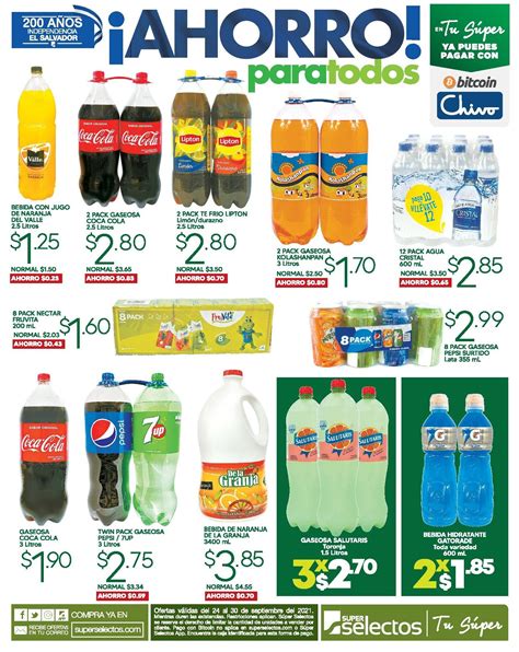 Oferta de Bebidas por 7 Días en Súper Selectos 24 Septiembre TuOfertaSV