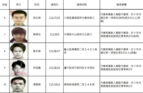 桃園酒駕累犯 13 姓名、照片曝光