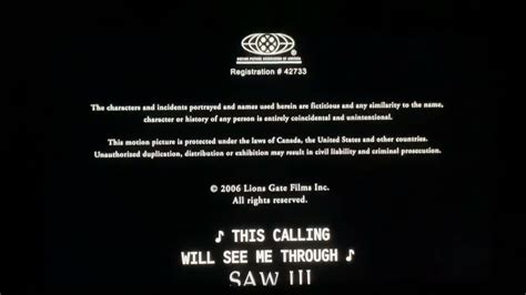 Saw III End Credits YouTube