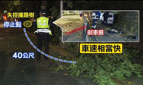 疑飆速過彎失控自撞路樹 肇事駕駛測出酒駕｜東森新聞