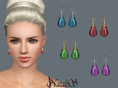 The Sims Resource NataliS TS3 Cabochon Earrings