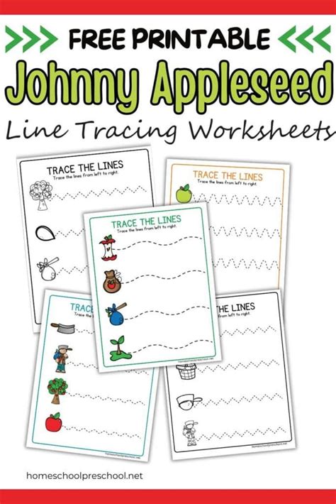 Free Johnny Appleseed Line Tracing Worksheets In Line Tracing