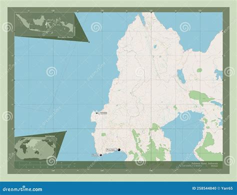 Sulawesi Barat Indonesia OSM Labelled Points Of Cities Stock