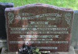 Mary Jane Saunders Loder Find A Grave Memorial