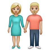 Emoji Mann und Frau halten Hände mittelhelle Hautfarbe auf WhatsApp