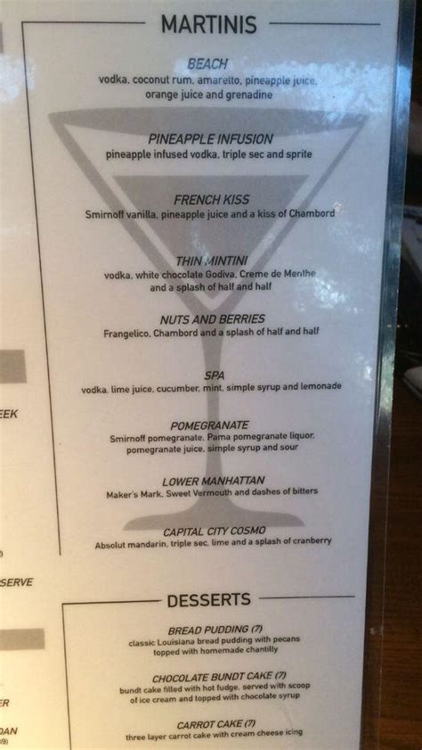 Menu at Capital City Grill restaurant, Baton Rouge, 100 Lafayette St