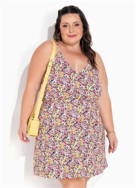 Vestido Curto Floral Liberty Vermelho Plus Size Marguerite