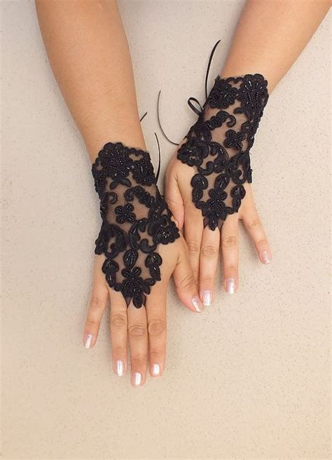 Black Wedding Gloves French Lace Gloves Bridal By Worldofgloves 35 00